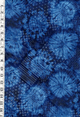 *Japanese - Senyo Shibori Tie-Dye Look with Sashiko Motifs - SO-58700-1A - Royal Blue