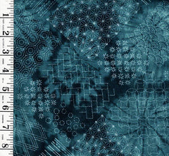 Japanese - Senyo Shibori Tie-Dye Look with Sashiko Motifs - SO-58700-1B - Aegean Blue