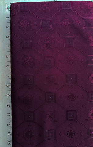 996- Japanese Silk - Floral Octagons - Dark Black Raspberry