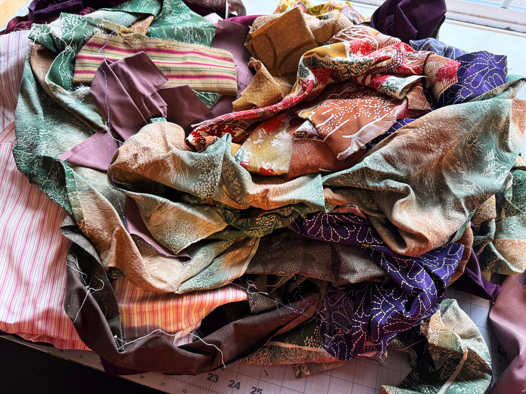 *Kimono Silken Treasures - Japanese Kimono Silk SCRAP Box - 3 pounds Silk & Silk Blends