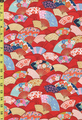 *Japanese - Senyo Pretty Floral Japanese Fans - SK-7600-3C - Red