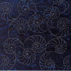 Sashiko - Pre-printed Sea Life Panel - OCEAN Series - NAUTILUS - Indigo Batik