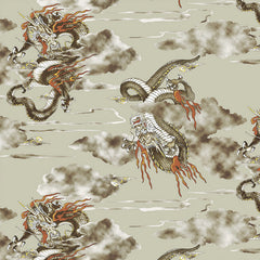 *Japanese - Cosmo Fiery Dragons in the Clouds - SP3700-1A-Gray