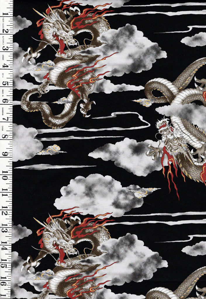 *Japanese - Cosmo Fiery Dragons in the Clouds - SP3700-1E - Black