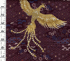 *Japanese - Cosmo Golden Phoenix, Flowers & Japanese Motifs- SP3700-3C - Plum