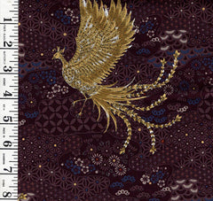 *Japanese - Cosmo Golden Phoenix, Flowers & Japanese Motifs- SP3700-3C - Plum