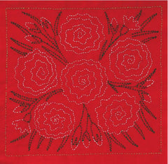 Sashiko World - Spain - Sampler Kit with Needle & Thread - Red Carnation