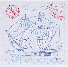 Sashiko World - Spain - Sampler Kit with Needle & Thread - Galleon Sailing Ship