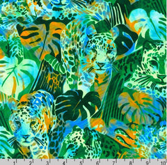 *Jungle - Midnight in the Jungle - Leopards & Jungle Camouflage - SRKD-21968-30 - FERN