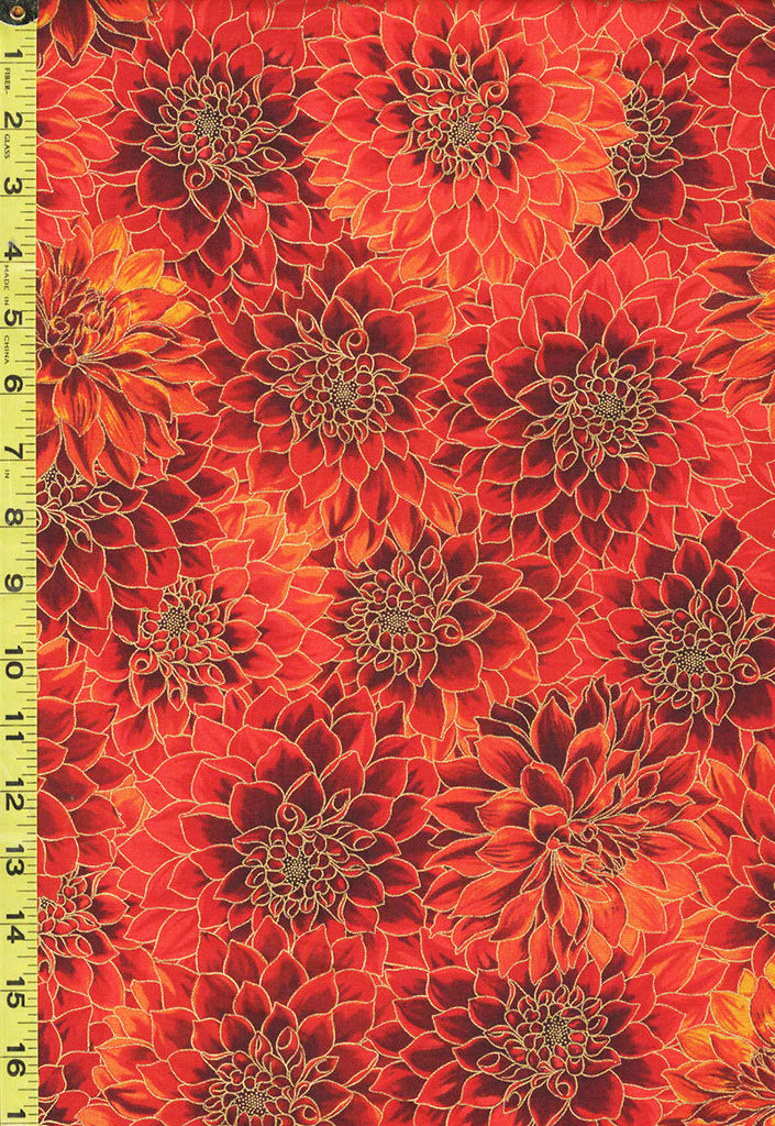 Floral -  Autumn Bouquet - Compact Dahlias - SRKM-19854-93 - SCARLET - ON SALE - SAVE 20% - Last 2 yards