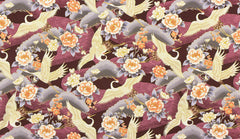 *Asian - Imperial Collection-Honoka - Flying Cranes, Peonies, Pines & River Swirls - SRKM-21930-24 - Plum