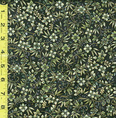 Asian - Imperial Collection-Honoka - Small Leafy Floral Branches - SRKM-21936-2 - Black - Last 2 yards - ON SALE - Save 20%