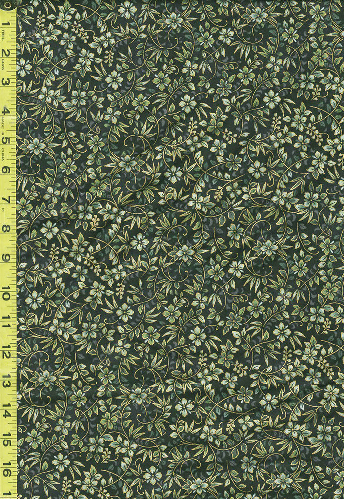 Asian - Imperial Collection-Honoka - Small Leafy Floral Branches - SRKM-21936-2 - Black - Last 2 yards - ON SALE - Save 20%