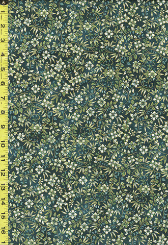 *Asian - Imperial Collection-Honoka - Small Leafy Floral Branches - SRKM-21936-213 - Dark Teal