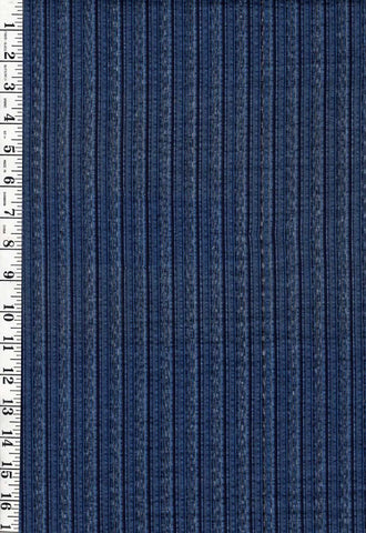 972 - Vintage Woven Stripe Japanese cotton fabric - Dark Navy, Shades of Blue