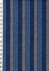 970 - Vintage Woven Stripe Japanese cotton fabric - Light Blue, Navy, Gray