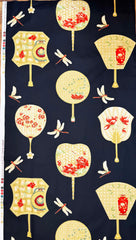 Asian - Leesa Chandler - Summer Palace - Asian Fans & Dragonflies - Black - Last 1 yard