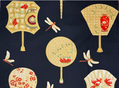 Asian - Leesa Chandler - Summer Palace - Asian Fans & Dragonflies - Black - Last 1 yard