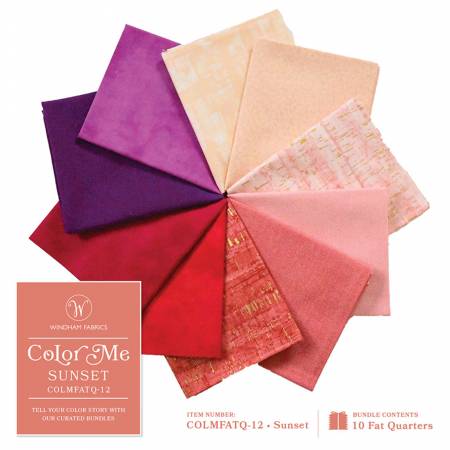 Fat Quarter Color Pack - COLOR ME - SUNSET - 10 Fat Quarter Bundle - ON SALE - SAVE 10%