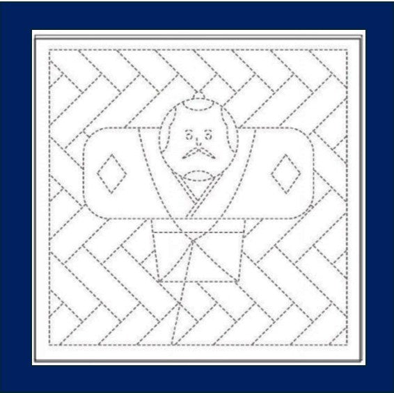 Sashiko Pre-printed Sampler - Kite and Cypress Fence (Tako-Age & Higaki) - # 1257 - NAVY