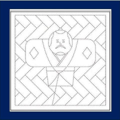 Sashiko Pre-printed Sampler - Kite and Cypress Fence (Tako-Age & Higaki) - # 1257 - NAVY