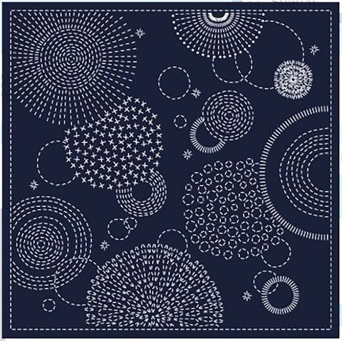 Sashiko Pre-printed Sampler - KF2026-48NV - QH Textiles - HANABI - Navy