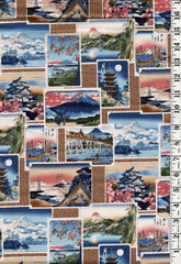 *Japanese - Kokka Ukiyo-e Scenic Travel Cards - YPA-59050-1A - Multi-Colors - By the Half Yard