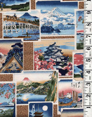 *Japanese - Kokka Ukiyo-e Scenic Travel Cards - YPA-59050-1A - Multi-Colors - By the Half Yard