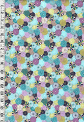 *Japanese - Senyo Kiku Colorful Mums - SK-6400-B - Aqua - Last 1 3/4 Yards