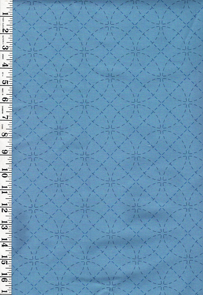Sashiko Fabric - Pre-printed Sashiko Fabric - Seven Treasures  - Blue - Last 27"