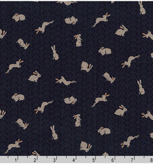 Japanese - Sevenberry Kasuri Collection - Tiny Bunnies & Waves - SB-88227D4-4 - Indigo - Last 2 Yards