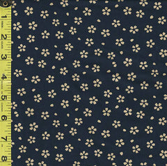 Japanese - Sevenberry Kasuri Collection - Small Floating Tan Cherry Blossoms - SB-88220D5-4 - Very Dark Navy-Indigo - Last 1 3/4 yards - ON SALE - SAVE 30%