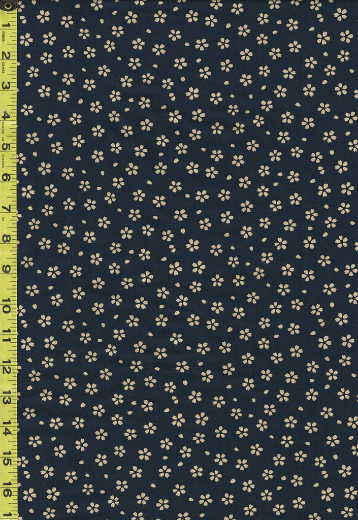 Japanese - Sevenberry Kasuri Collection - Small Floating Tan Cherry Blossoms - SB-88220D5-4 - Very Dark Navy-Indigo - Last 1 3/4 yards - ON SALE - SAVE 30%