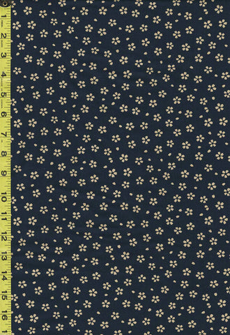 Japanese - Sevenberry Kasuri Collection - Small Floating Tan Cherry Blossoms - SB-88220D5-4 - Very Dark Navy-Indigo - Last 1 3/4 yards - ON SALE - SAVE 30%