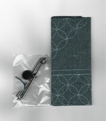 QH Textiles - Sashiko Slide Clasp - HALF Purse Kit - BLUE - HK66