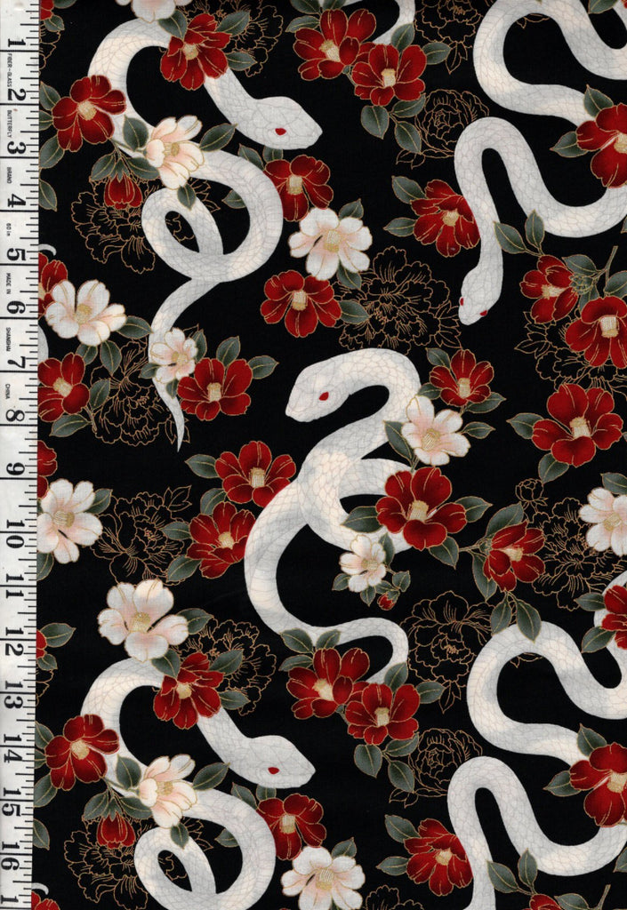 *Quilt Gate - Year of the Snake - HR3500-11F - Black - ON SALE - SAVE 20% - By the Yard