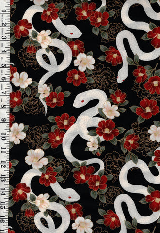 *Quilt Gate - Year of the Snake - HR3500-11F - Black - ON SALE - SAVE 20% - By the Yard