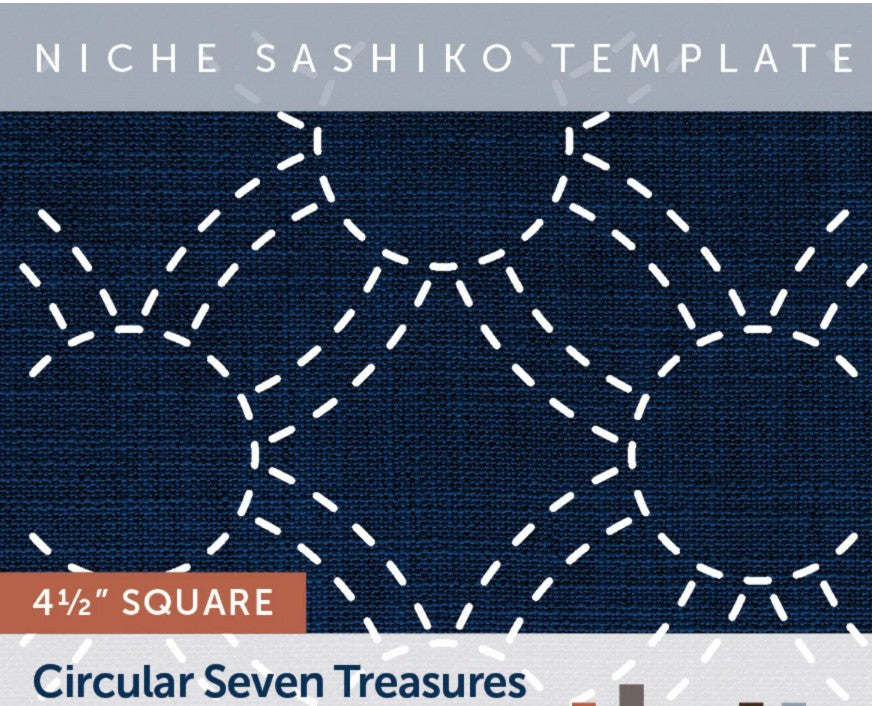 Sashiko Stencil - Indigo Niche Australia - 4 1/2" Circular Seven Treasures - Save 40% - LAST ONE