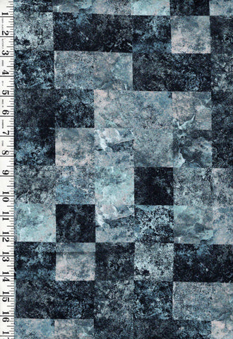 Northcott - Stonehenge Patchwork Squares - Indigo, Blue, Gray - Last 1 yard