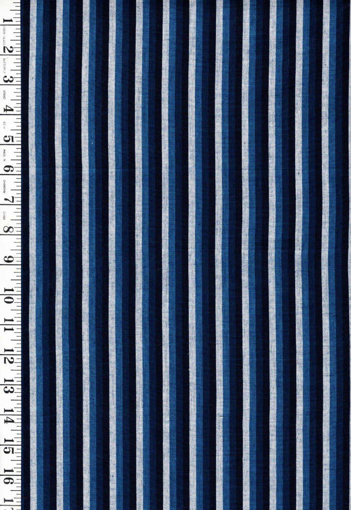 Vintage Woven Stripe - Japanese cotton fabric - Indigo, Gray, Blue - By the Half Yard