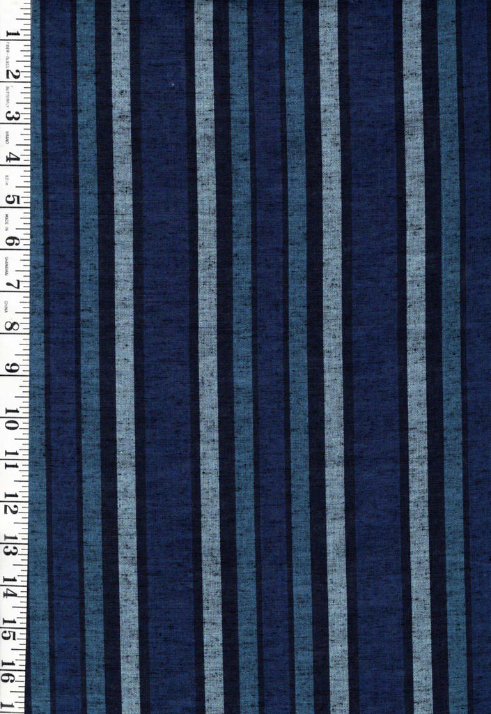 1018 - Vintage Woven Stripe - Japanese Tsumugi cotton fabric - Light Blue - Dark Navy - By the Half Yard