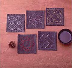 Sashiko Coaster Collection - Kofu-tsumugi Cloth Yarn Dyed - TC-4-Purple (Soft Grayish Purple)