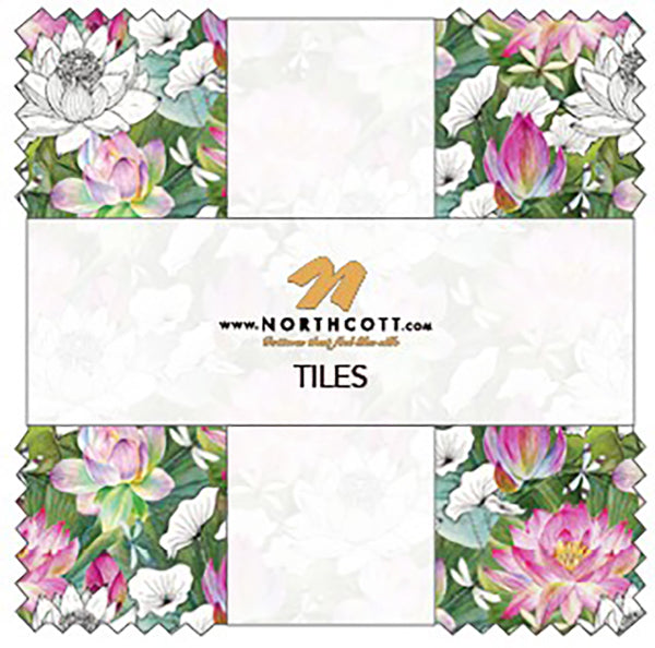Asian - Northcott Water Lilies - TILES - 42 - 10" Squares