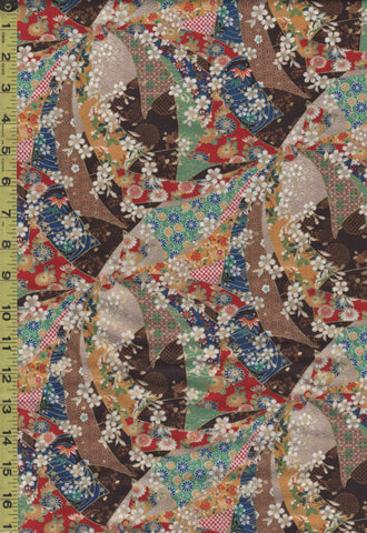 *Japanese - Colorful Noshi Ribbons & Tiny Cherry Blossoms - TAK - TM-7704-D - Brown