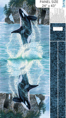 *Fabric Art - Northcott NATURESCAPES VOYAGE (Orcas) - TOTE BAG PANEL (Lightweight Canvas) - C29123-48 - Blue-Multi