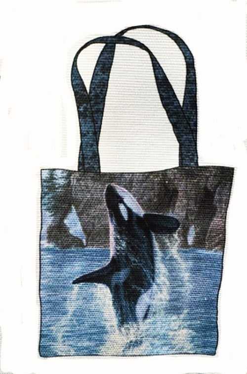 *Fabric Art - Northcott NATURESCAPES VOYAGE (Orcas) - TOTE BAG PANEL (Lightweight Canvas) - C29123-48 - Blue-Multi