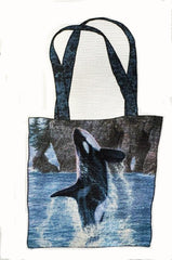 *Fabric Art - Northcott NATURESCAPES VOYAGE (Orcas) - TOTE BAG PANEL (Lightweight Canvas) - C29123-48 - Blue-Multi