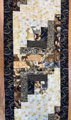 *Quilt - Table Runner - Asian Floral - Natural, Brown, Black