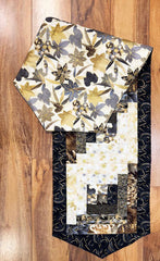 *Quilt - Table Runner - Asian Floral - Natural, Brown, Black