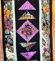 *Quilt - Table Runner - Asian Peonies - Purple, Dark Mauve, Teal, Mint Green